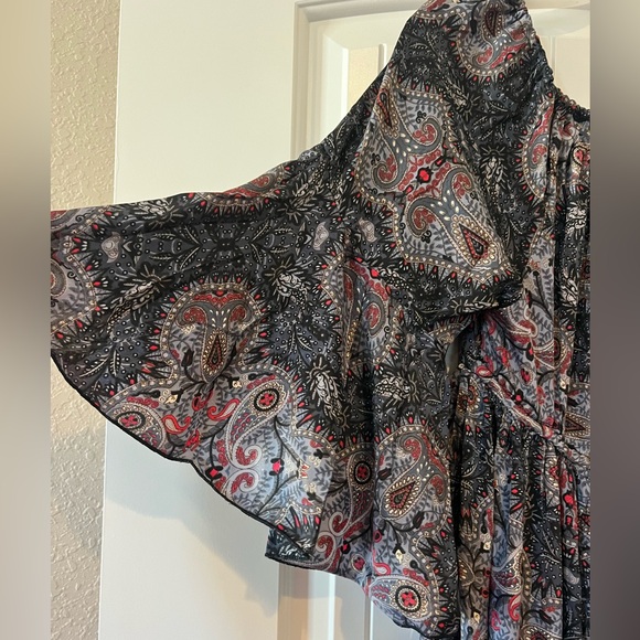 Size medium/ large - Grey Paisley Tie Front Maxi Dress from Earthbound - Picture 5 of 8